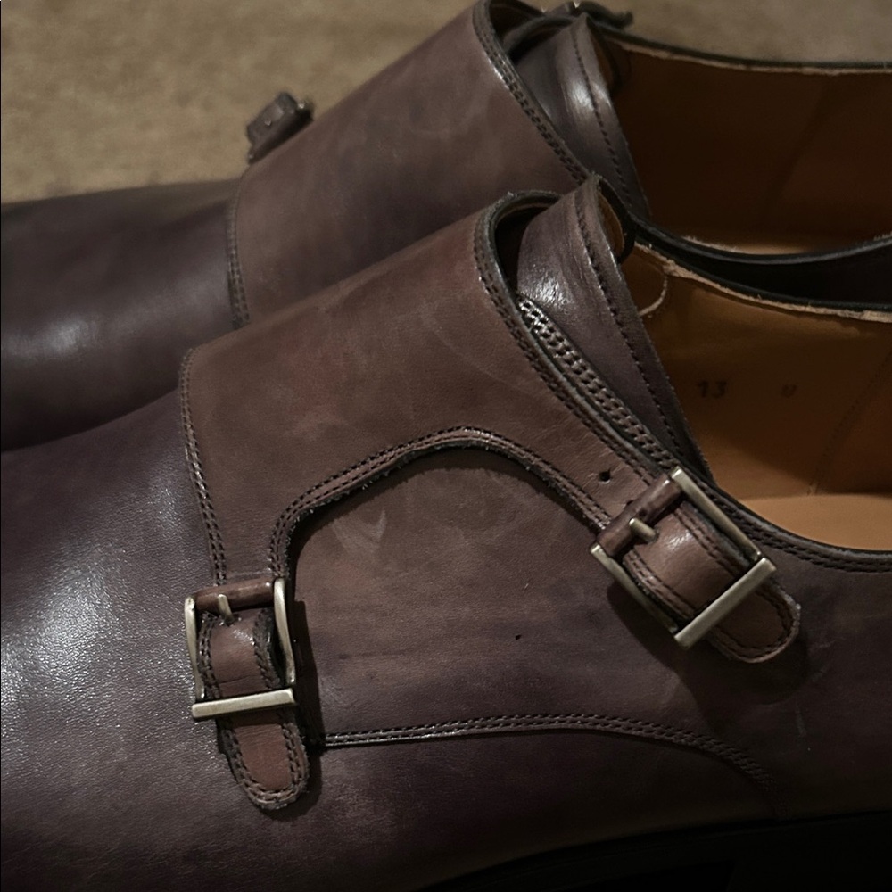 Magnanni Men's Double Monk Strap Oxfords - Dark Brown - Picture 6 of 7